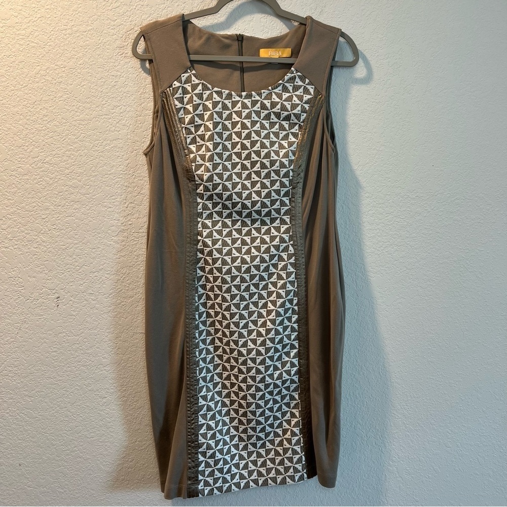 Women’s Biba tan patterned shift dress size XL
